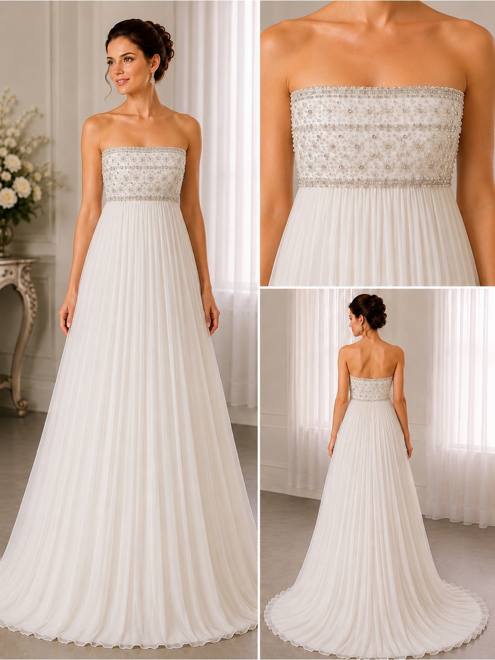 DaVinci - Strapless Beaded Ivory Bridal Gown